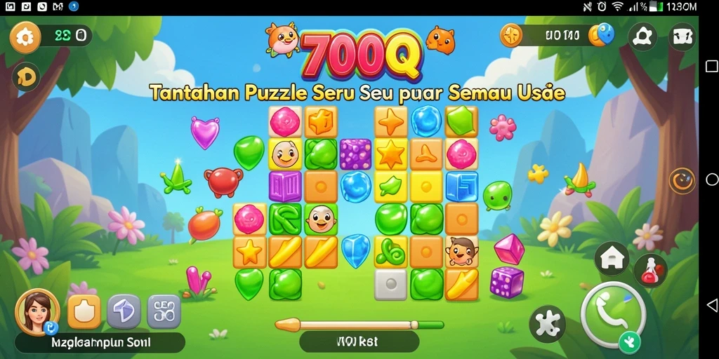 Screenshot gameplay 700Q yang menunjukkan tantangan puzzle menarik.