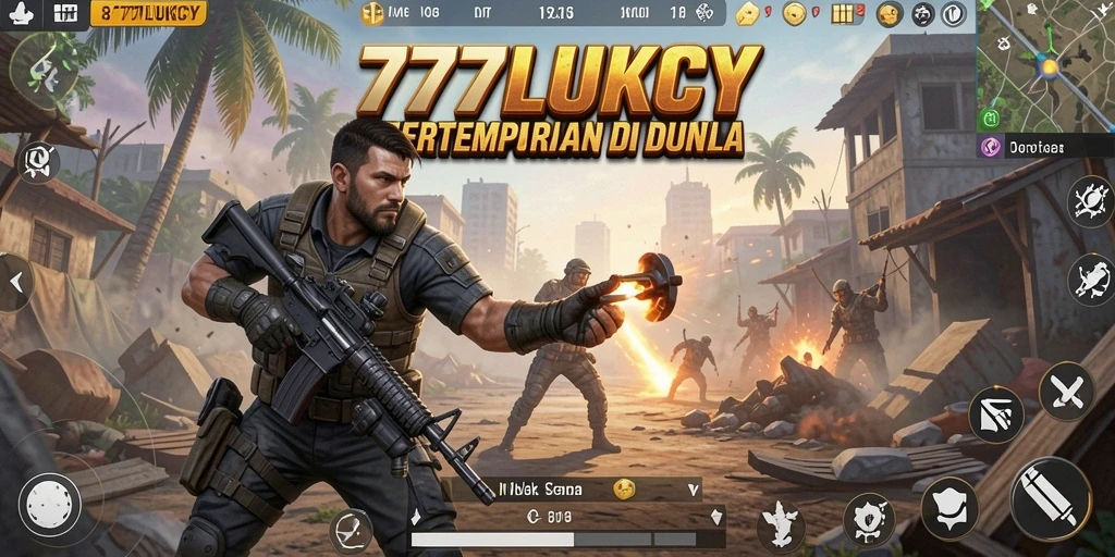 Tangkapan layar menampilkan pertempuran seru dalam gameplay Battle Royale 777LUKCY.