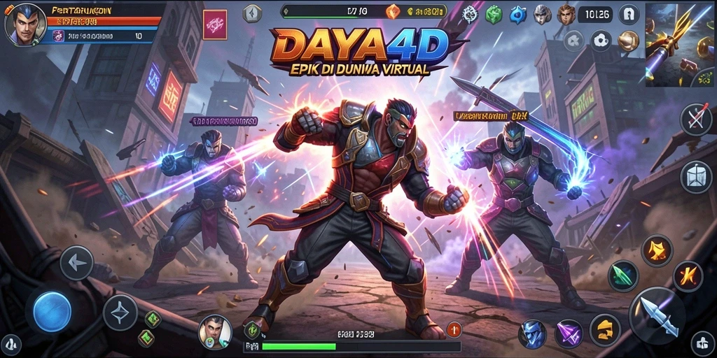 Tangkapan layar utama DAYA4D yang menampilkan aksi pertarungan yang mendebarkan.