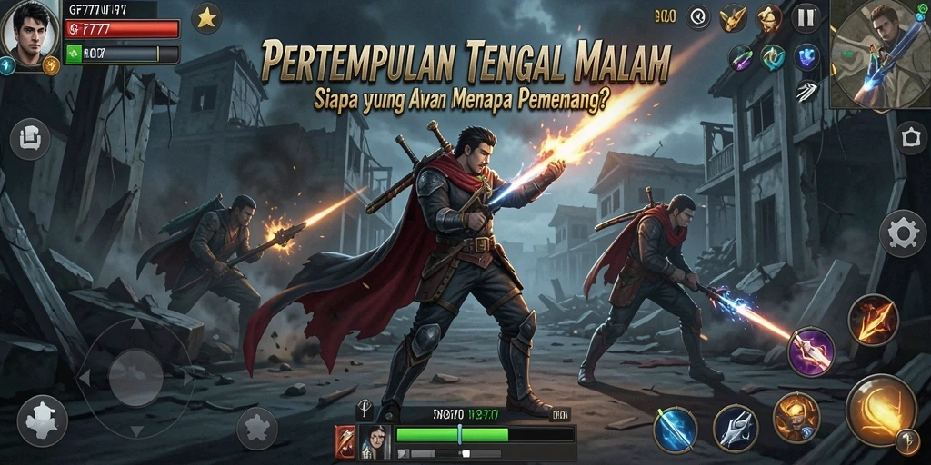 Screenshot GF777 menunjukkan momen mendebarkan dalam pertempuran Battle Royale.