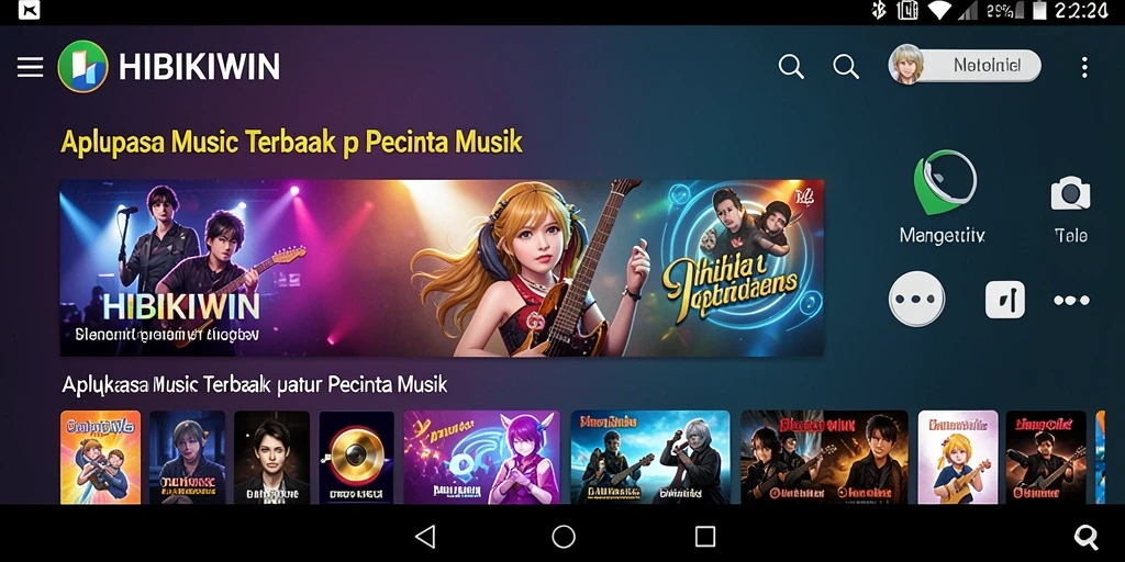 Tampilan gameplay HIBIKIWIN dengan fitur musik interaktif.