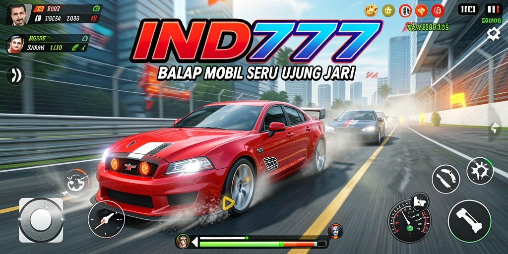 Tangkapan layar gameplay IND777 menunjukkan aksi balap yang mendebarkan.