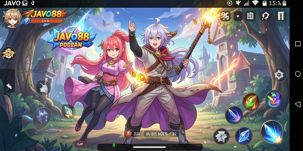 Tampilan gameplay <strong>JAVO88</strong> yang memukau dengan karakter anime.