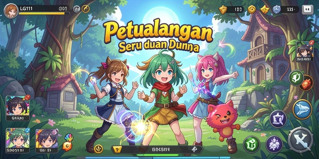 Screenshot gameplay LG111 menampilkan aksi seru karakter anime.