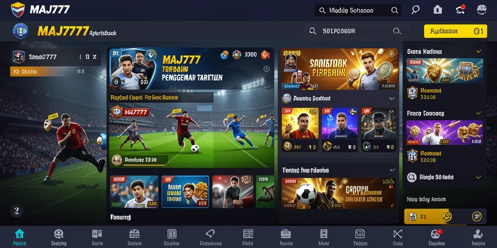 Tampilan menarik dari antarmuka aplikasi MAJ777 saat bermain Sportsbook.