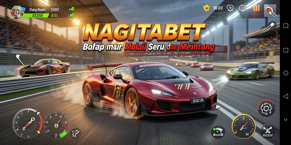 Tampilan gameplay seru balapan mobil di NAGITABET.