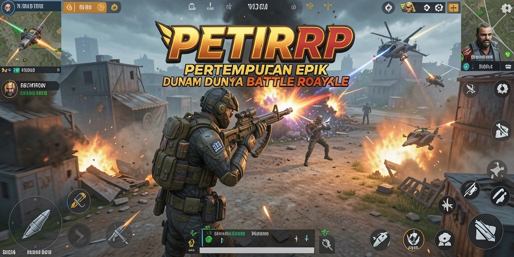 Tangkapan layar utama PETIRRP dengan aksi pertempuran seru.