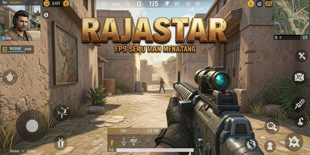 Screenshot gameplay RAJASTAR dengan aksi tembak-menembak yang intens.