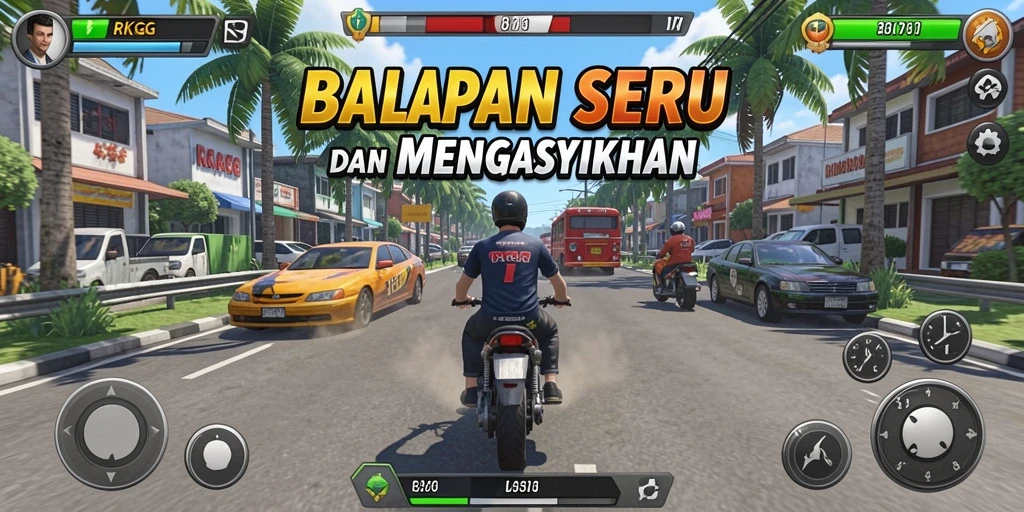 Tampilan gameplay Racing di RKGG yang mendebarkan.
