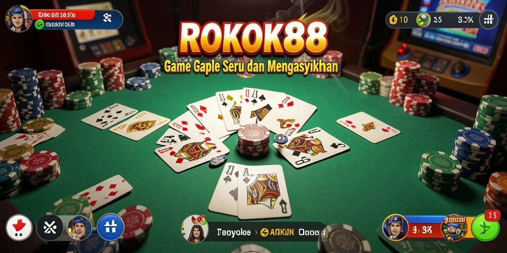 Screenshot permainan ROKOK88 yang menunjukkan keseruan bermain Gaple.