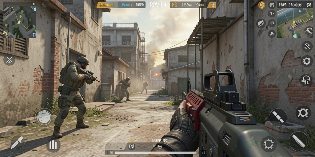 Tangkapan layar utama RPVIP4 menampilkan aksi permainan FPS yang mendebarkan.