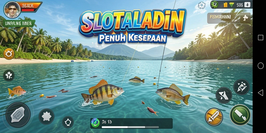 Screenshot gameplay SLOTALADIN menampilkan aksi memancing yang seru.