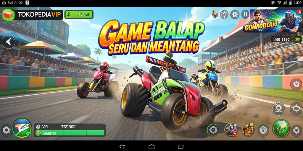 Tampilan gameplay balapan yang mendebarkan di TOKOPEDIAVIP.